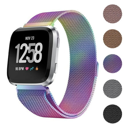 - Stainless Steel Large Loop Strap Wrist Band for Fitbit Versa Fitness Watch, Replacement Metal Bracelet Wristbands for Women Men