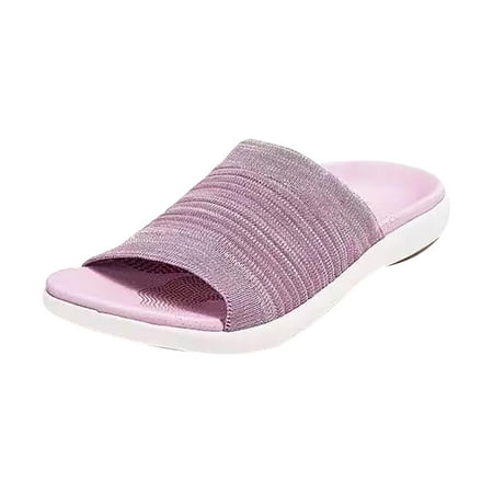 

Fesfesfes Fesfesfes 2022 New Style Casual Sandals for Women Summer Streetwear Flat Sandals Sliders for Outer Elegant Solid Arch Support Roman Beach Sandals