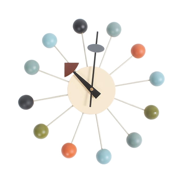 Elodie Round Ball Wall Clock Quiet Mid Century for Living Room Kitchen Decor Clocks Colorful Ball
