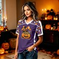 thumbnail image 5 of Evdexr Halloween Shirts Womens V Neck Short Sleeve Tops 2026 Jack O Lanterns Pumpkin Spider Graphic Blouses Lightweight Breathable Funny Casual Tees L, 5 of 5