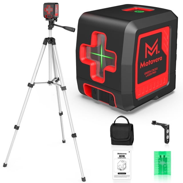 Laser Level Motovera LL-T2 Green Cross Line 30 m con trípode