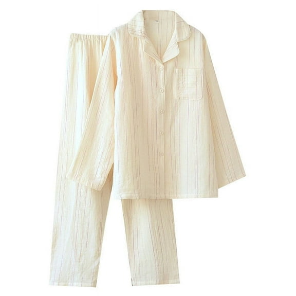Women's Pajama Tops New Womens Button down Pajamas Set Long Sleeve Sleepwear Soft Cotton Pjs Set Spring Loungewear Sets with Pocket Womens Pajama Set Multicolor XXL