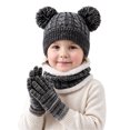 thumbnail image 2 of PureCasa Kids Hat Scarf Gloves Set Fleece Lined Warm Beanie Hat Scarf Gloves Three-Piece Set Kids Winter Holidays Gift, 2 of 6