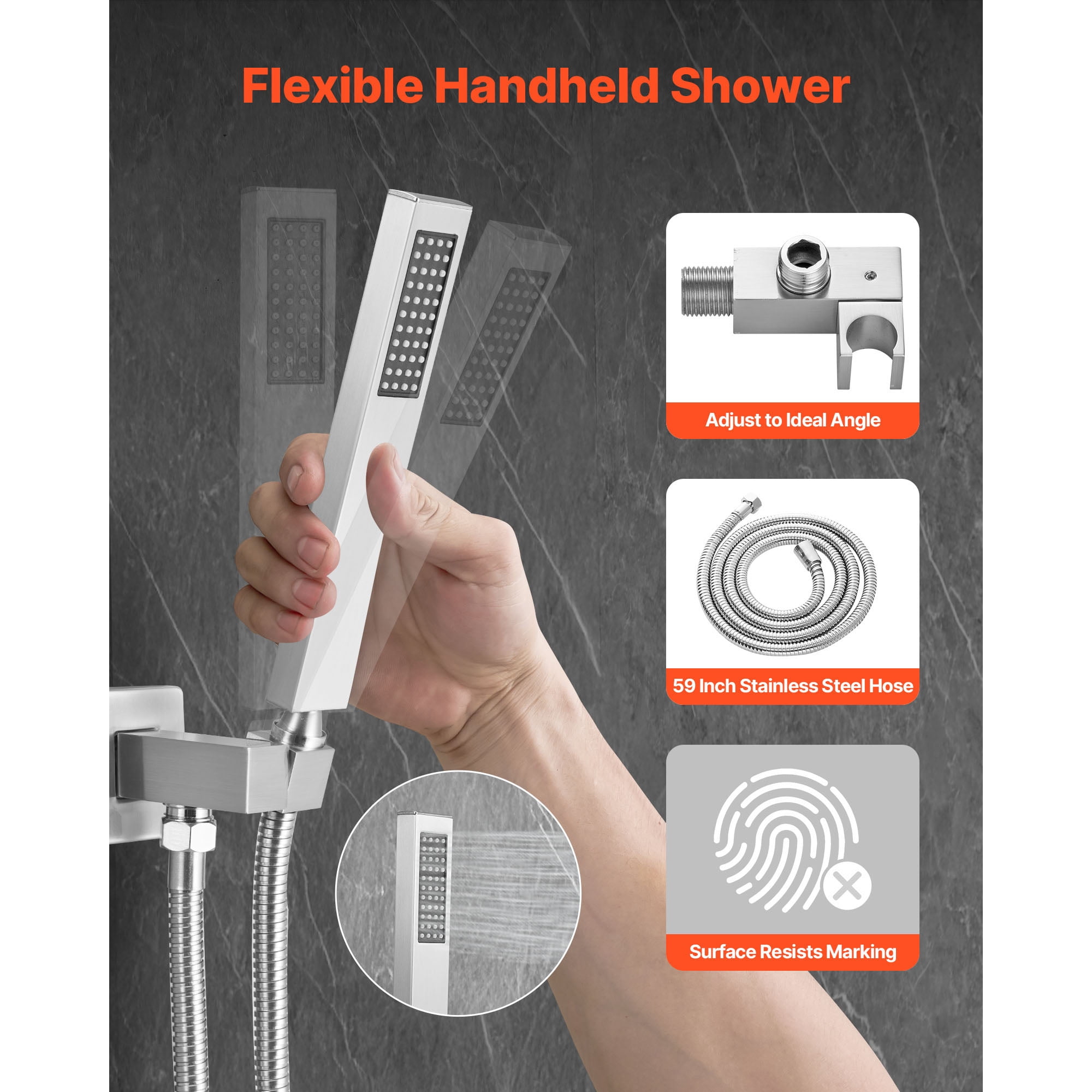 KFFKFF Shower Faucet Set with 12-Inch Rain Shower Head and Handheld Spray, Ceiling-Mounted Bathroom System with Brass Valve and Trim Kit, Brushed Nickel Finish