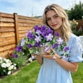 thumbnail image 4 of Artificial Fake Flowers Plants for Outdoor Decoration, 1PCS Faux Petunias Silk Flower UV Resistant No Fade for Home Outside Garden Balcony Yard Porch Realistic Indoor Decor,White,25.5x15.7", 4 of 9