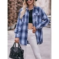 thumbnail image 2 of Arvbitana Women's Casual Loose Plaid Shirt Long Sleeve Lapel Button Blouses Spring Autumn Fashion Tops for Daily Streetwear S M L XL XXL, 2 of 7