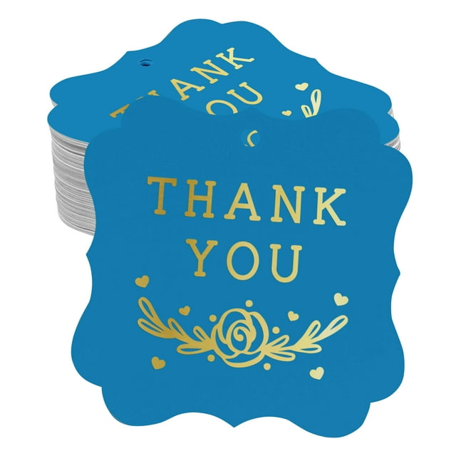 Inkdotpot Étiquette de Bouteille « Merci » pour Douche Nuptiale, Véritable Feuille d'Or, Support de Faveur, Forme, Étiquettes à Suspendre, Lot de 50