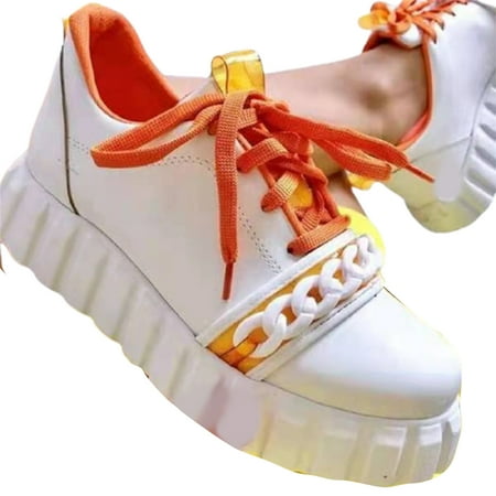 

Women S Pu Shoes Slip On Platform Lace Up Walking Shoes With Rubber Sole Anti Slip Fashionable
