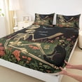 thumbnail image 4 of Homewish Skeleton Bats Cat Bed Sheets,Vintage Floral Plants Full Size Sheets,Halloween Bed Set,4-Piece,1 Flat Sheet, 1 Fitted Sheet and 2 Pillowcases, 4 of 6