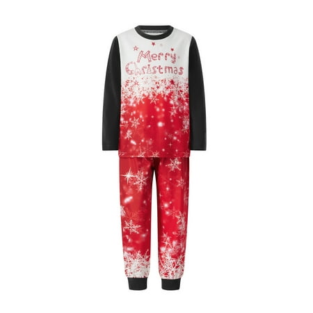 

Inevnen Christmas Family Matching Pajamas Gradient Snowflake Letter Print Tops + Pants