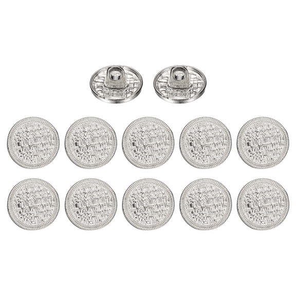 12Pack Metal Shank Buttons, 12mm / 0.47" Retro Round Weave Buttons Sewing Accessories for Clothing Coat Uniform Shirt Suit Craft DIY, Silver