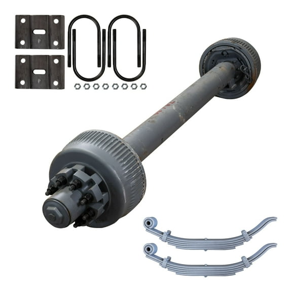 12000 lb Electric Brake Trailer Axle Kit 8 Lug - 12k TK Grease Bath Trailer Axle, 74/46 Hubface/Spring Center - (3'10) Frame Width