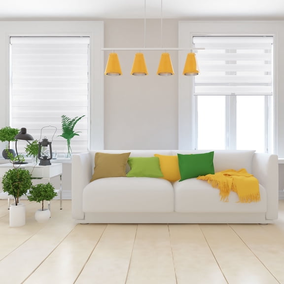 Arlo Blinds Cordless Zebra Roller Shades 46.5"W x 48"H, White Horizontal window blinds