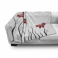thumbnail image 3 of Flower Soft Flannel Fleece Blanket, Floral Petals with Striped Leaves and Lines Modern Style Geometrical Design Print, Cozy Plush for Indoor and Outdoor Use, 50" x 70", Red and Black, by Ambesonne, 3 of 6