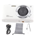 thumbnail image 1 of Cámara digital 4K para adolescentes, 58 MP, HD, pantalla IPS de 2,88 pulgadas, zoom de 16X, enfoque automático, cámara compacta de bolsillo para fotografía de viajes y vlogs, color blanco, 1 of 15
