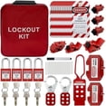 thumbnail image 1 of Lockout Tagout Kit Electrical Loto - Clamp-On Circuit Breaker Lockout, Group Lockout Hasps, Lockout Tag, Universal Multi- Pole Breaker with Pocket Bag (Bigger Red Kit), 1 of 4