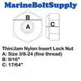 thumbnail image 2 of Tuercas de bloqueo Marine Bolt Supply de acero inoxidable 3/8-24 (10), 2 of 2
