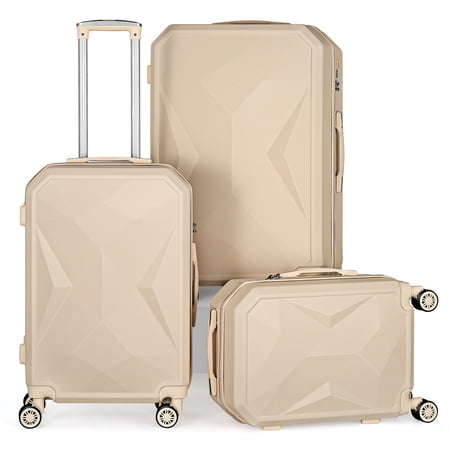 20"24"28" Business Luggage Set with TSA, Tan Beige