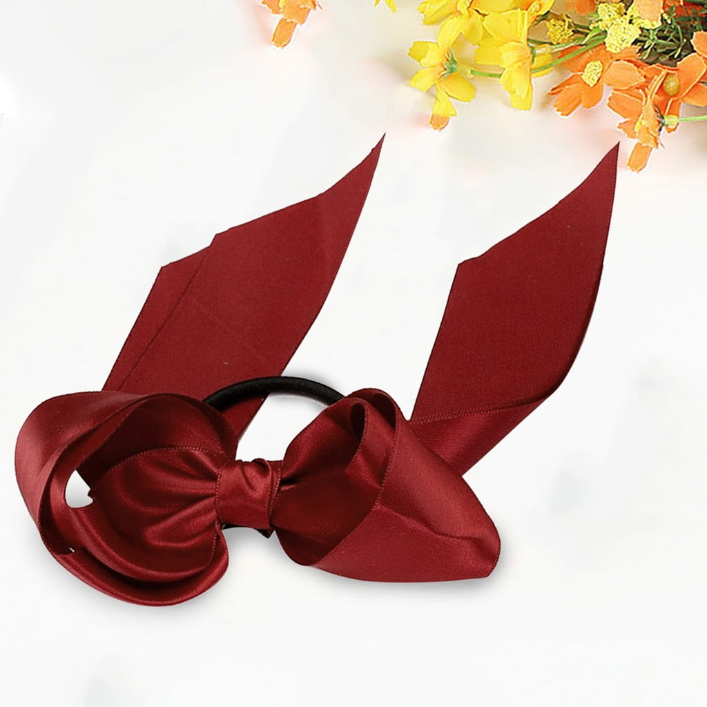 Moonsky Women Lady Ribbon Bow Rope Scrunchie Satin Ponytail Holder Hair