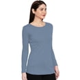 thumbnail image 2 of eloria Women's T-Shirt Round Neck Solid Color Plain Full Sleeve T-Shirt Color: Grey | Size: XS, 2 of 7