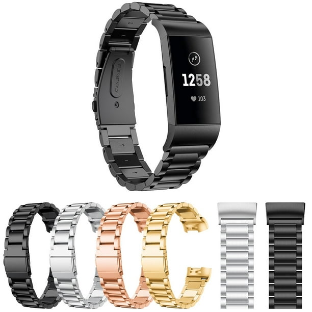 StrapsCo Bracelet de bracelet de Montre de Remplacement en Acier Inoxydable pour Fitbit Charge 3 et Charge 4