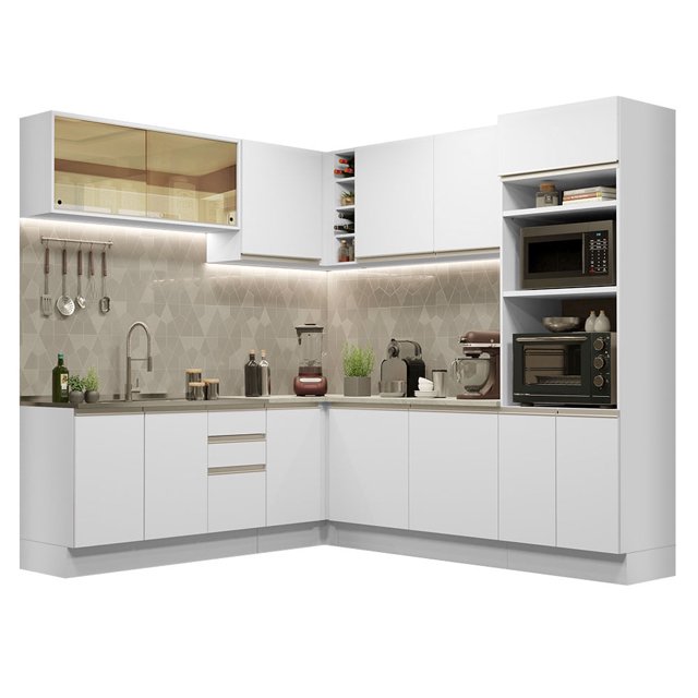Cocina Integral de Esquina 459cm Glamy Madesa 01 Blanco