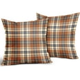thumbnail image 5 of Fall Plaid Pillow Covers 18x18 Set of 2 Burnt Orange Blue Rustic Autumn Colored Print Decorative Outdoor Pillowcases Farmhouse Throw Cushion Case Decor for Home Couch Sofa Bed, 5 of 6