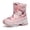 Pink, variant on Hpapadks Girl Snow Boots Winter Outdoor School Thick Warm Non Snow Shoes Boys Winter Boots Dark Blue