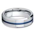 thumbnail image 2 of 8mm Blue Tungsten Ring,Silver Tungsten Wedding Ring,Anniversary Ring,Engagement Ring,Tungsten Carbide, 2 of 4