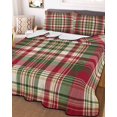 thumbnail image 3 of Quilts Full Size Bedding Set, Fall Buffalo Plaid Lightweight Quilted Comforter, Vintage Red Green Check Farmhouse Soft Reversible Bedspread Coverlet with Pillow Covers for All Season, 78" x 90", 3 of 7
