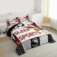 thumbnail image 3 of Homewish Football Baseball Basketball Boy Girl Bedding Comforter Set 2pcs,Black Red Twin Comforter Sets Microfiber,Eat Sleep Sports Breathable Bedding Set,Breathable Home Decor,Reversible, 3 of 8