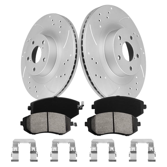 Aurogenix - Front Brake Kit for Subaru Legacy Outback Forester Impreza Baja Drilled and Slotted Disc Brake Rotors Ceramic Brakes Pads Replacement : 11.54" inch Front Rotors
