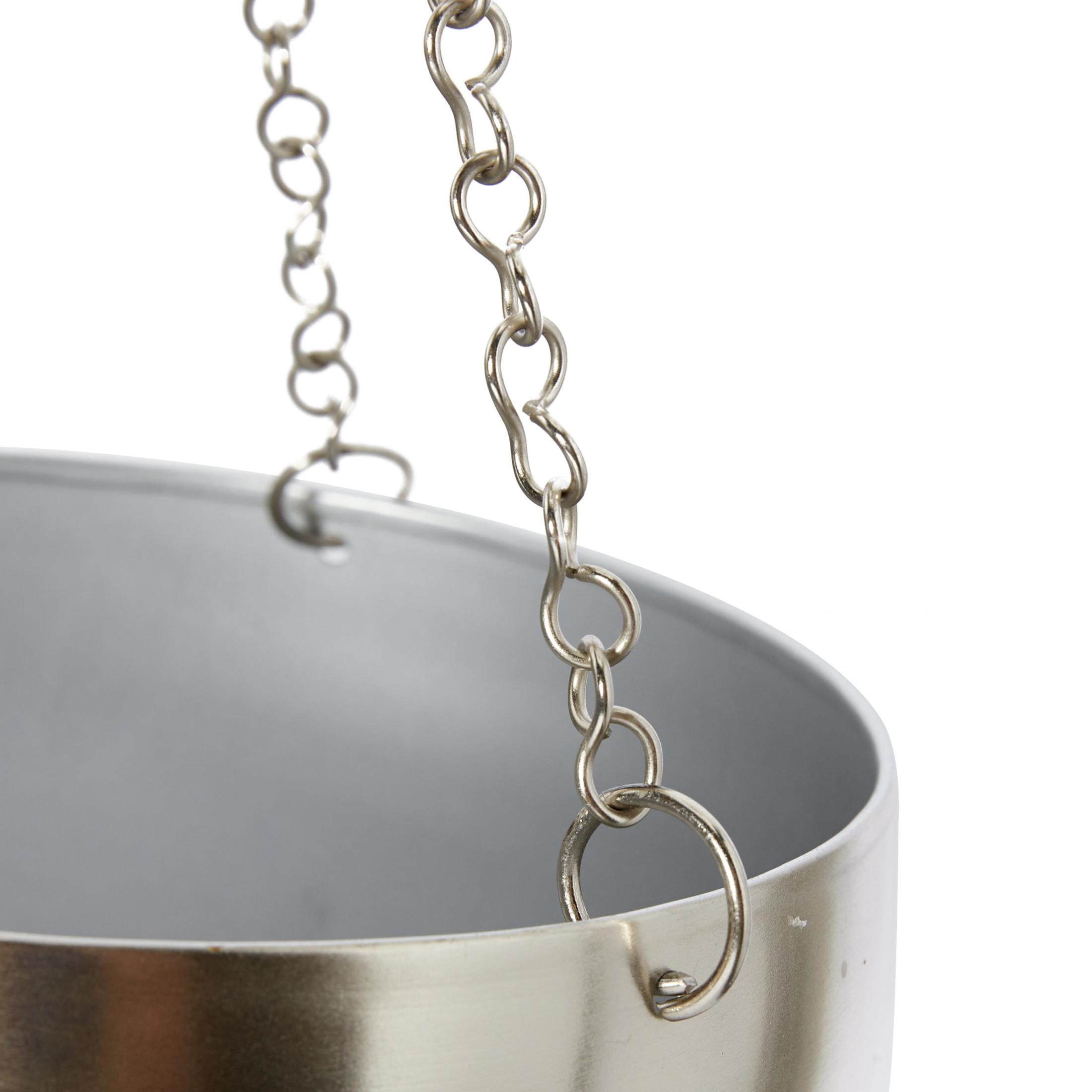 DecMode 5", 6"H Round Silver Metal Hanging Dome Wall Planter with Chain (2 Count)
