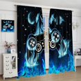 thumbnail image 6 of Graffiti Game Curtains, Blue Flame Game Controller Colorful Cool Game Print Window Curtains Treatments for Kids Boys Teens Playroom Bedroom, 84" W X 84" L, 6 of 6