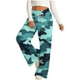 thumbnail image 2 of Zpanxa Women's Printed Wide Leg Pants with Drawstring Waist and Pockets Comfort Fit Full Length Casual Trousers for Everyday Wear Mint Green XXL, 2 of 5