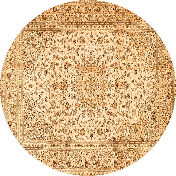 Ahgly Company Indoor Round Medallion Orange Traditional Area Rugs, 8' Round