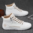 thumbnail image 2 of Men'S High-Top Fashion Sneakers - PU Casual Sports Shoes, All-Season Solid Color Lace-Up Shoes with Round Toe, Fabric Lined Rubber Sole - Comfortable Athletic Footwear for Men, 2 of 9