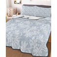 thumbnail image 3 of Quilts Twin Size, Haze Blue Boho Soft Comforter Bedding Set for Bed, Neutral Middle Century Turkish Pattern Lightweight Quilted Bedspread with Pillow Cover(2 Pieces) for All Season, 68x86 Inch, 3 of 6