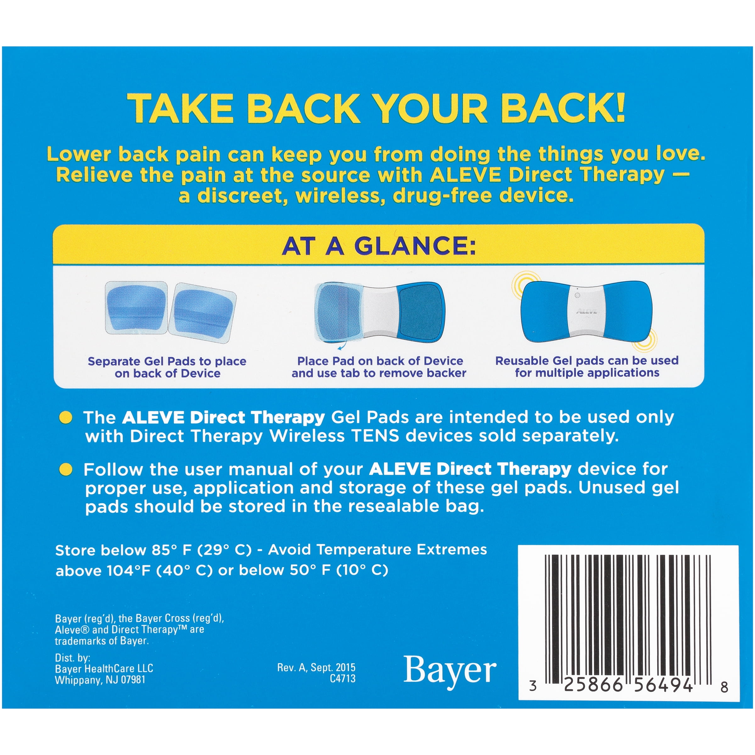 Aleve Direct Therapy TENS Refill Gel Pads, 2 Count 