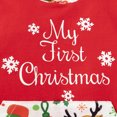 thumbnail image 5 of ZOELNIC Newborn Baby Boy Girl My 1st Christmas Clothes Cute Printed Romper Hooded Pocket Bodysuit Clothes, Red Flower 6-12 Months, 5 of 11