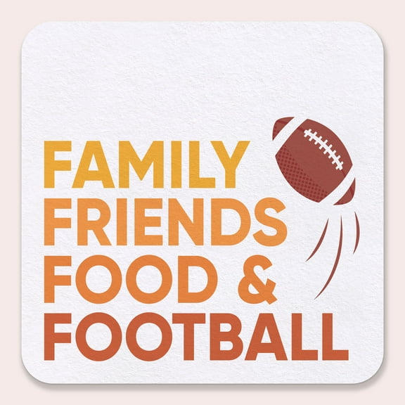 Big Dot of Happiness 25 Ct Family Friends Food and Football Drink Coasters, 4-Inch Disposable Square Paper Coasters for Friendsgiving Thanksgiving