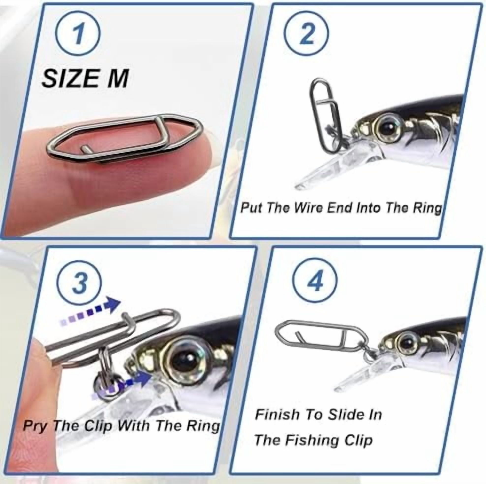 Fishing Power Clips, 200pcs Fishing Speed Clips for Fishing Lure Quick Change, High Strength Stainless Steel Clips Snap Freshwater Saltwater Crankbait Popper Lure Connector Tackle