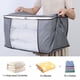 thumbnail image 2 of Bolsa de almacenamiento para mantas y ropa, gran capacidad, edredón King que ahorra espacio, tela transpirable con asas reforzadas para portabilidad, protección contra el polvo y la humedad (gris), 2 of 4
