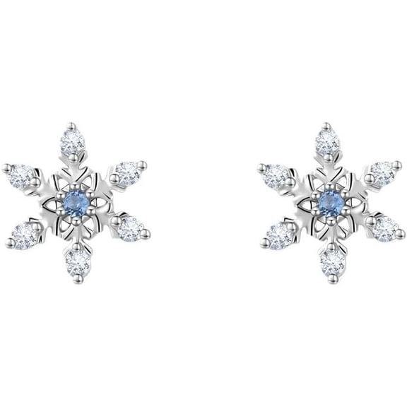CZ Snowflake Flower Cartilage Helix Stud Earrings for Women Stainless Steel Crystal Winter Snow Tragus Screw Flat Back Small Studs Earring Tiny Dainty Christmas Jewelry Gifts for Daughter BFF 18G