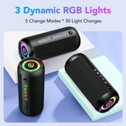 Portable Bluetooth Speaker IPX7 Waterproof, 30W Loud Sound, Deep Bass, Bluetooth 5.4, LED Lights, Wireless Stereo Pairing, 24H Playtime, for Home/Outdoor/Party/Beach, Birthday Gift (Black)