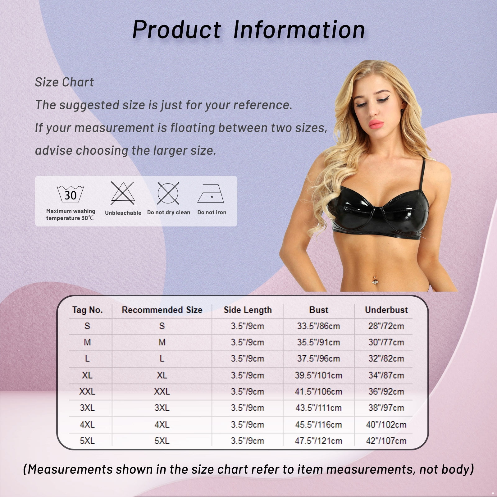 DPOIS Womens Shiny Faux Leather Bra Wetlook No Padded Bralette Corset Pink  XXL 