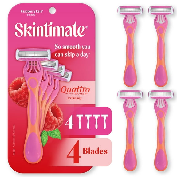 Skintimate Raspberry Rain Women's Disposable Razors, 4 Ct