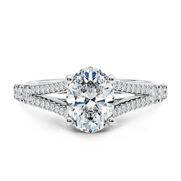1 Ct Oval Cut Moissanite Diamond Engagement Ring with Accents for Women – 925 Sterling Silver