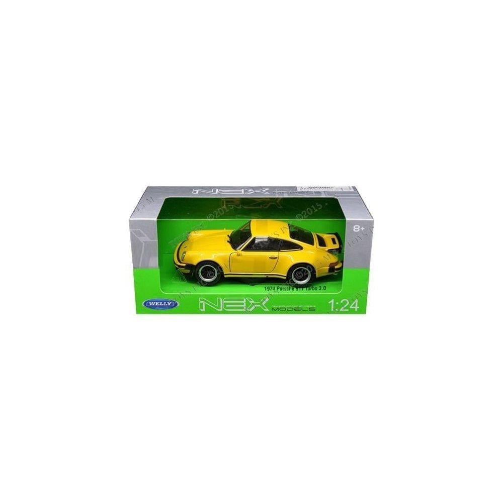 New 1:24 W/B WELLY COLLECTION YELLOW 1974 PORSCHE 911 TURBO 3.0 Diecast Model Car By Welly