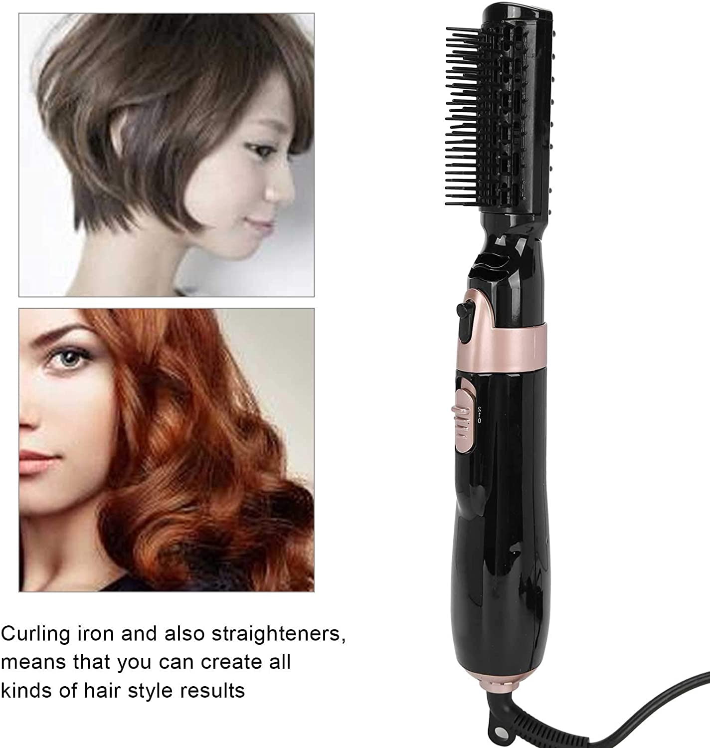 Hair Dryer Brush 4 in 1 Hot Air Brush Curler Combo with Interchangeable Heads - Automatic Curling Iron and Blow Dryer Brushes Set for Travel or Salon